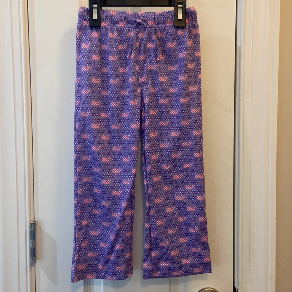 Vineyard Vines Pajama Pants Girls 5T EUC Purple/Purple Whale Pattern